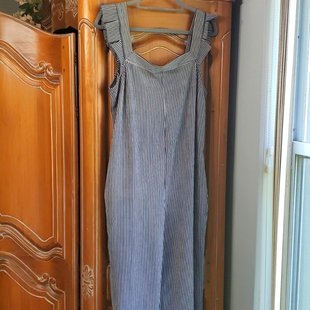 MONTEAU LOS ANGELES,  Jumpsuit  Black and white pin striped. Size large …so cute